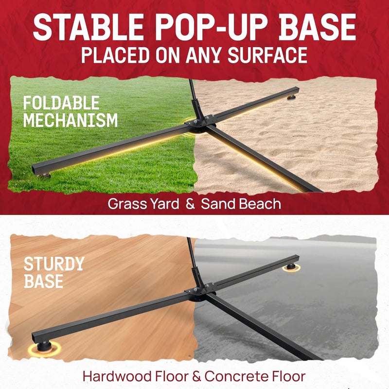 Yes4All شبكة كرة الطائرة المستقلة مع 5 ارتفاعات قابلة للتعديل، شبكة كرة طائرة محمولة بطول 12 قدم للحديقة والشاطئ، شريط وسط منخفض خاص لشبكة كرة الطائرة الخارجية لتقليل التعثر - Image 5